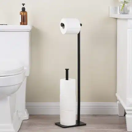 KES Freestanding Toilet Paper Holder Stand with Reserve Toilet Paper Storage, SUS304 Stainless Steel, Matte Black, BPH572BWF-BK