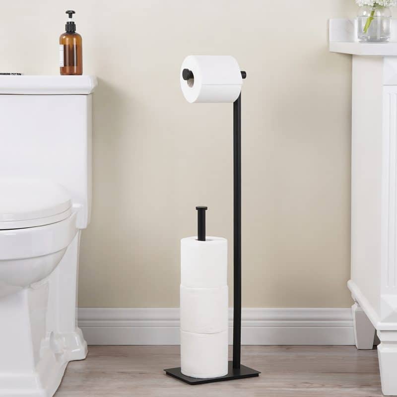 KES Freestanding Toilet Paper Holder Stand with Reserve Toilet Paper Storage, SUS304 Stainless Steel, Matte Black, BPH572BWF-BK