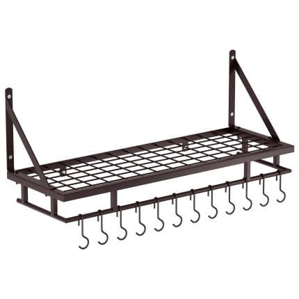 KES 30-Inch Pot Rack Wall Mounted with 12 Hooks, Oiled Bronze, KUR001S75AWF-OB