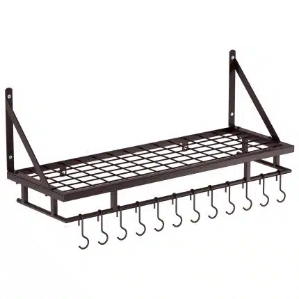 KES 30-Inch Pot Rack Wall Mounted with 12 Hooks, Oiled Bronze, KUR001S75AWF-OB