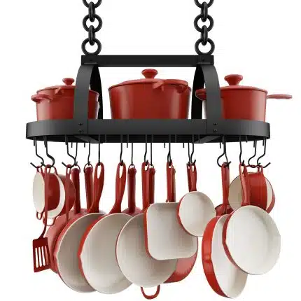 KES 34-Inch Oval Ceiling Pot Rack with 20 S Hooks, Matte Black, KUR442S85WF-BK