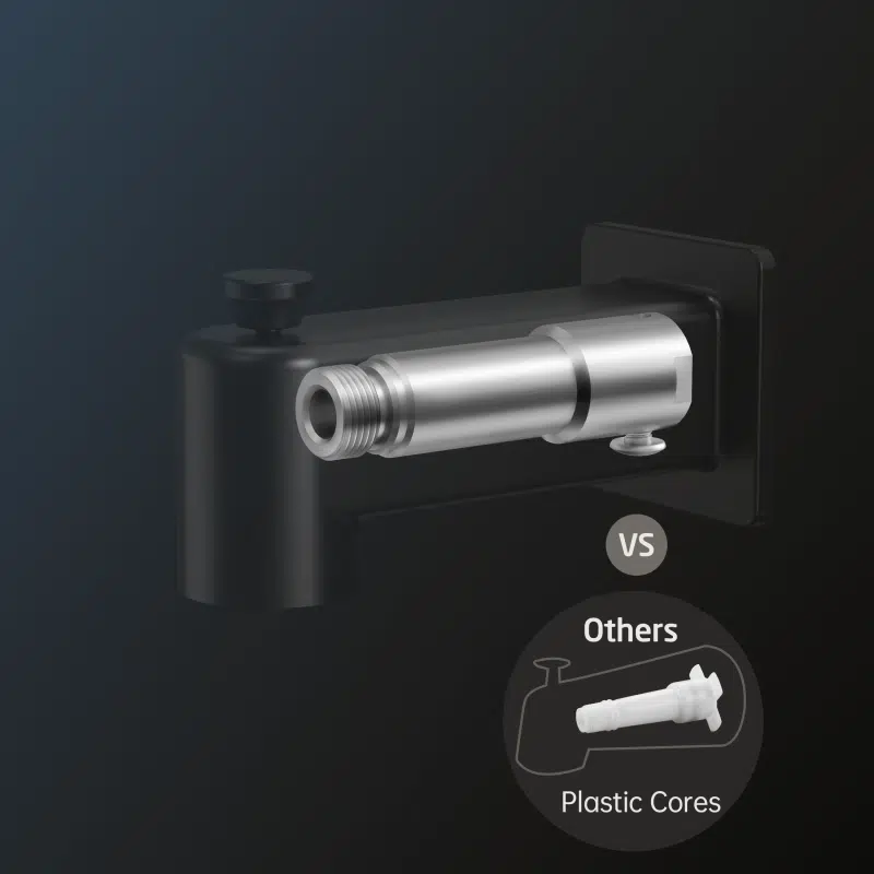 Comparison: factory-sealed bathtub faucet cartridge vs traditional DIY-assembled valve showing leak risks