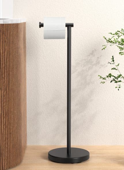 KES Toilet Paper Holder Stand with Weighted Base, 26" H (Taller Version) Free Standing Toilet Paper Roll Holder for Bathroom, Rustproof SUS304 Stainless Steel, BPH283S66-BK