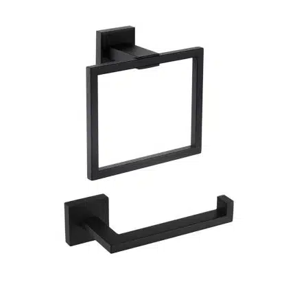 KES Black Toilet Roll Holder and Towel Ring Set LA225BK-22