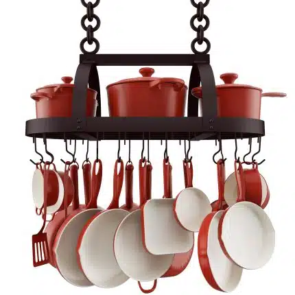 KES 34-Inch Oval Ceiling Pot Rack with 20 S Hooks, Oiled Bronze, KUR442S85WF-OB