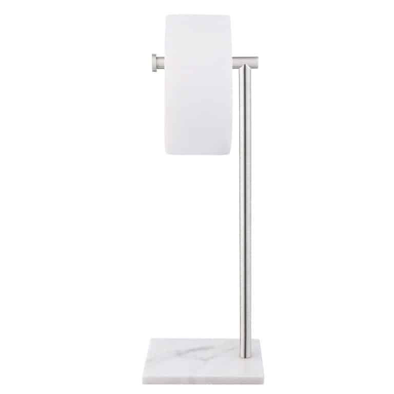 KES Natural Marble Toilet Paper Holder Stand Bathroom Tissue Roll Holder Freestanding SUS304 Stainless Steel Brushed Finish