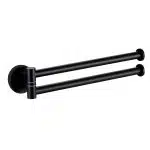KES Black Swivel Towel Bar for Bathroom 9-Inch Swing Out Double Towel Bar 2-Arm Kitchen Wall Mounted SUS 304 Stainless Steel Matte Black