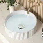 KES Bathroom Vessel Sink, 16 Inch Small Vessel Sink for Bathroom, Round Bowl Sink White Above Counter, RV Sink, Countertop Modern Sinks for Cabinet Lavatory Vanity Porcelain Cerami