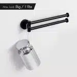 KES Black Swivel Towel Bar for Bathroom 9-Inch Swing Out Double Towel Bar 2-Arm Kitchen Wall Mounted SUS 304 Stainless Steel Matte Black