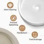 KES Bathroom Vessel Sink, 16 Inch Small Vessel Sink for Bathroom, Round Bowl Sink White Above Counter, RV Sink, Countertop Modern Sinks for Cabinet Lavatory Vanity Porcelain Cerami