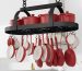 KES 48 Inch Large Hanging Pot Rack, Heavy Duty Oval Pot and Pan Hanging Rack Ceiling Mount, Pot Pan Hangers for Kitchen with 20 Hooks, Matte Black, (For 16" and 24" Joist Mount)