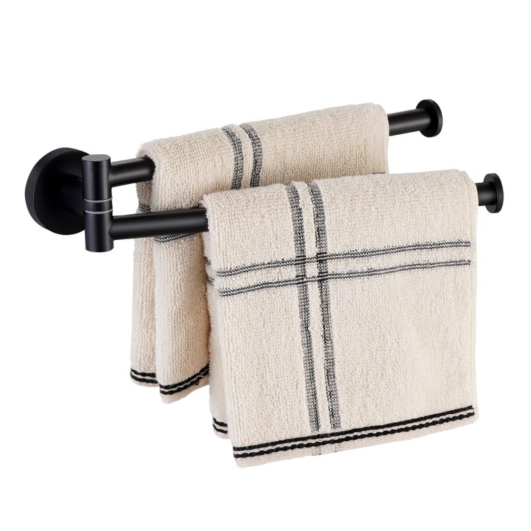 KES Black Swivel Towel Bar for Bathroom 9-Inch Swing Out Double Towel Bar 2-Arm Kitchen Wall Mounted SUS 304 Stainless Steel Matte Black