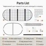 KES 48 Inch Large Hanging Pot Rack, Heavy Duty Oval Pot and Pan Hanging Rack Ceiling Mount, Pot Pan Hangers for Kitchen with 20 Hooks, Matte Black, (For 16" and 24" Joist Mount)