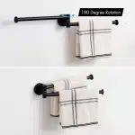 KES Black Swivel Towel Bar for Bathroom 9-Inch Swing Out Double Towel Bar 2-Arm Kitchen Wall Mounted SUS 304 Stainless Steel Matte Black
