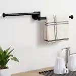 KES Black Swivel Towel Bar for Bathroom 9-Inch Swing Out Double Towel Bar 2-Arm Kitchen Wall Mounted SUS 304 Stainless Steel Matte Black