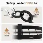 KES 48 Inch Large Hanging Pot Rack, Heavy Duty Oval Pot and Pan Hanging Rack Ceiling Mount, Pot Pan Hangers for Kitchen with 20 Hooks, Matte Black, (For 16" and 24" Joist Mount)