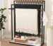 KES Extra Large Free Standing Towel Racks for Bathroom with Anti Wobble Base, 44 Inch Blanket Rack, 3-Tier Blanket Holder for Living Room with Weighted Marble Shelf & 4 Hooks,