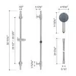 KES 18/8 Stainless Steel Shower Slide Bar 30-Inch with Adjustable Handheld Shower Head and 59-Inch Hose, 5-Function Hand Shower with Wall Mount Shower Slide Bar Set, Brushed Finish F209S78-BS-C1 - Image 9