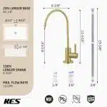 KES RO Faucet Water Filter Faucet Non-Air-Gap Drinking Water Beverage Faucets for Reverse Osmosis Systems Filtration System 304 Stainless Steel Brushed Gold, Z504CLFF18-BZ - Image 9
