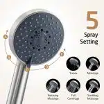 KES 18/8 Stainless Steel Shower Slide Bar 30-Inch with Adjustable Handheld Shower Head and 59-Inch Hose, 5-Function Hand Shower with Wall Mount Shower Slide Bar Set, Brushed Finish F209S78-BS-C1 - Image 8